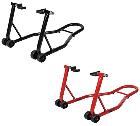 COSTWAY Motorradheber 2er Set, Motorradständer hinten bis 400 KG, Montageständer Motorrad breitenverstellbar, Motorrad Heber Motorradhebebühne für Kettenreinigung (Schwarz+Rot)