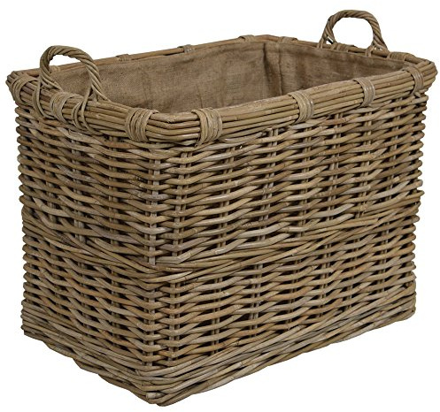 Wovenhill Home Storage Kubu Rattan Rectangle Extra Large Log Basket with Hoop Handles W74 x D49 x H74cm/ Toy