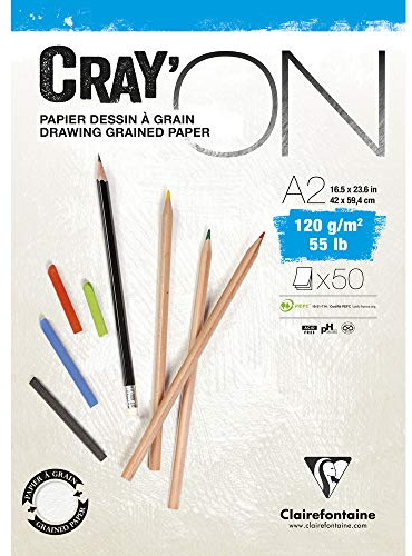 Clairefontaine 975022C Zeichenblock Cray’On A2 50 Blatt 120g Extraweiß