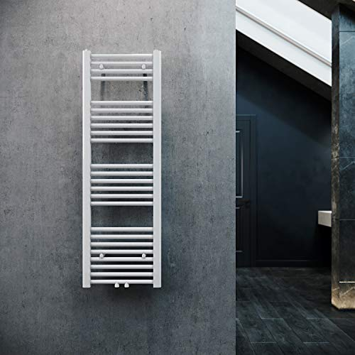 ELEGANT Heizkörper Bad 1200x400 mm Weiß Badheizkörper Mittelanschluss Handtuchwärmer Handtuchtrockner Heizkörper