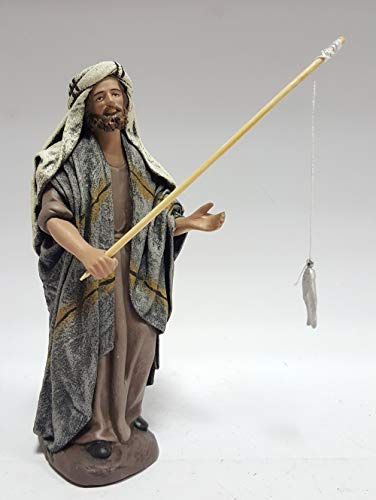 Arte Pesebre Pastor pescando, para Figuras de 17 cm