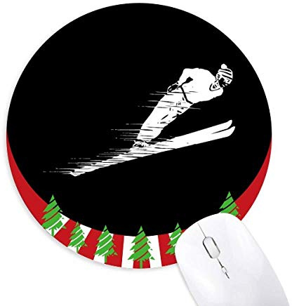 Wintersport Skibilder Illustration Runde Gummi Maus Pad Weihnachtsdekoration