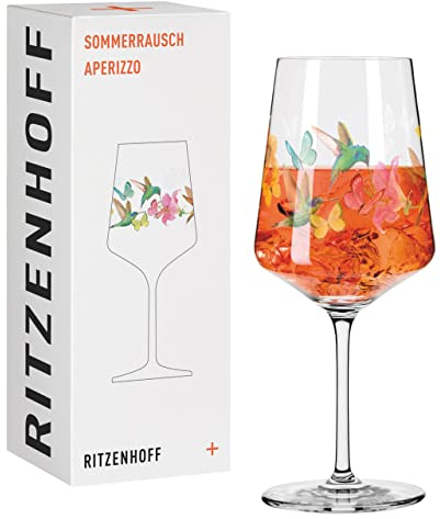 Ritzenhoff 2841012 Vaso de aperitivo 500 ml - Serie Sommerrausch nº 12 con colorido motivo de colibrí - Made in Germany