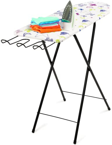 Kadax - Asse da stiro pieghevole per ferro da stiro a vapore, 100,5 x 30 cm, ampia superficie da stiro, regolabile in altezza, poggiaferro estraibile