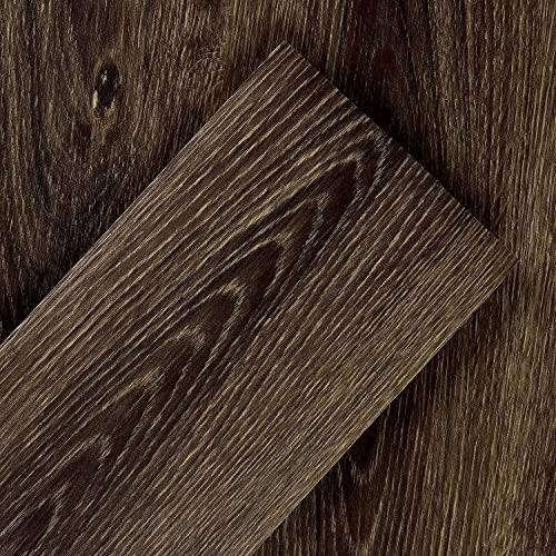 FunStick Pavimento PVC Adesivo Effetto Legno Listoni PVC Adesivi per Pavimenti Economici Marrone 90CM×15CM 5 Piastrelle Vinile Adesive Bagno Cucina Pavimento Legno Adesivi per Mattonelle Pavimenti