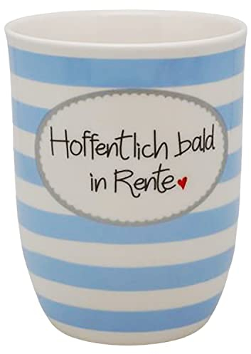 XXL Tassen mit lustigen oder frechen Sprüchen für viele Anlässe 500 ml - Muttertag, Vatertag, Geschenk für Oma,Opa, Papa, Schwester, Kollege, Lieblingsmensch, Rentner, Farbe Hoffentlich bald in Rente