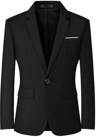 Mylldey Herrblazers slim fit business casual män kostym sportrock en knapp resa blazer lätt kostymjacka, Svart, L