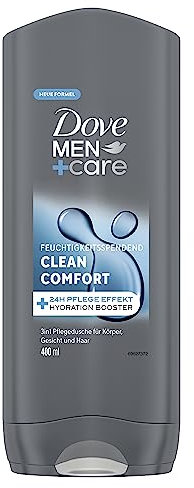 Dove Men+Care 3 in 1 Duschgel Clean Comfort Duschgel für Körper, Gesicht und Haar mit 24H Pflege Effekt 400 ml