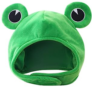 JAWSEU Plüsch Frosch Hut Kopfbedeckung Flauschiger Hut, Lustige Plüsch Frosch Kappe, Partyzubehör Cosplay Mütze Frosch Kopfbedeckung Neuheit Party Dress Up Cosplay Kostüm