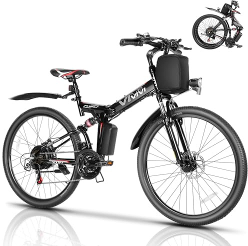 Vivi M026TGB Electric Bike 26 Electric Bike for Adults, Peak 750W Folding Electric Mountain Bike, 48V Removable Battery Ebike, 21 Speed Ebike, Top 22 Mph, Up to 50 Miles, SGS Certified to UL2849
