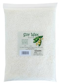 WAXIM. Cera di soia per candele biologiche e cosmetica naturale 850 g in perle. Vegetale, ecologica, vegana, sostenibile, organica.