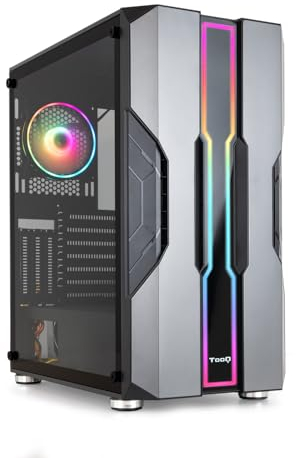 TOOQ TQGCC103-B - Boîtier de Jeu Moyenne Tour « NIGHTCITY » EATX/ATX/Micro-ATX/Mini-ITX, Verre trempé, Panneau Avant avec LED ARGB, Couleur Noire