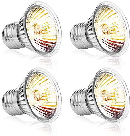 Adiwo Schildkröte Wärmelampe,4 Stück 50W/75W UVA+UVB Reptilien Wärmelampe E27 Dimmbar 220V Heizlampe Terrarium Vollspektrum Sonnenlampe Heizung für Schildkröte Schlange Eidechse Kakadu Chamäleon usw