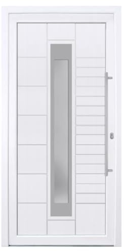 HORI Haustür Kunststoff, aluminium, Komplettset konfigurieren, Hauseingangstür Modern - Farbe: weiß - DIN rechts - Modell: Stripe - 198 x 98 cm