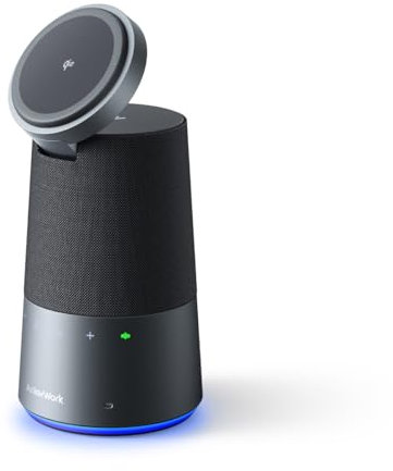 AnkerWork S600 vivavoce all-in-one, altoparlante Bluetooth con microfono, ricarica wireless Qi2 15 W, cancellazione del rumore AI, supporto magnetico per cellulare a 70°, suono a 360°, batteria