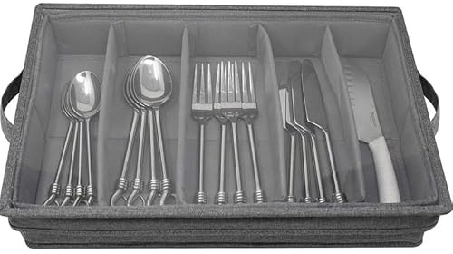 Alipis Besteck-Organizer Mit Klarsichtdeckel Multifunktionale Aufbewahrungsbox Für Gabeln Messer Löffel Und Essstäbchen 5 Fächer 16.73 X 11.22 X 3.15 in