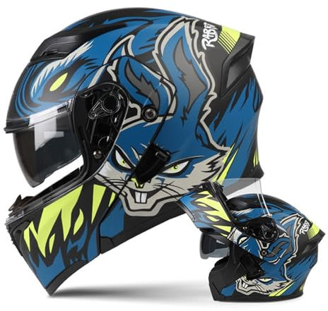 Motorradhelm Klapphelm Integralhelm Mit Doppelvisier Flip Vollvisierhelm Rollerhelm Sturzhelm Für Damen Herren Erwachsene ECE Zertifiziert Modularer Full Face Motocross Helm 11,XXL;63-64CM