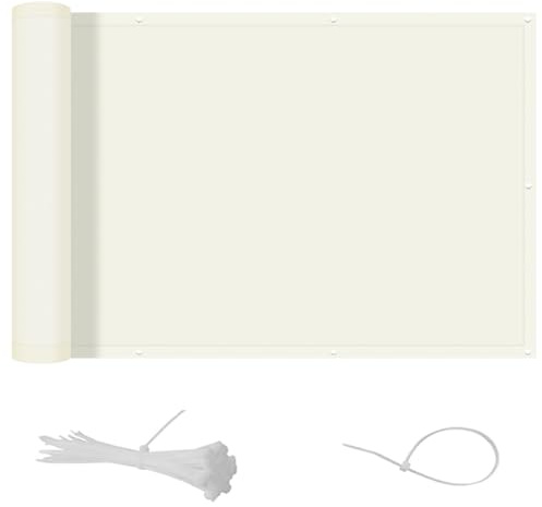 COOL AREA Frongivista per Balcone in PES, Impermeabile Anti-UV Recinzione Copertura per Balcone Giardino,90x200cm,Beige