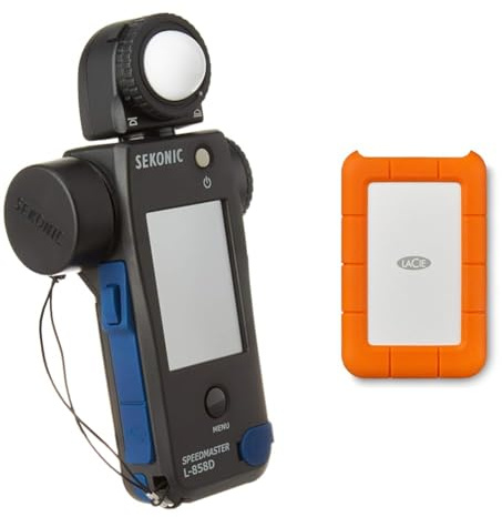 Sekonic L-858D SPEEDMASTER Digital Light Meter - Black/Blue & LaCie Rugged USB-C, 5TB, Portable External Hard Drive, Drop, Shock, Dust, Rain Resistant