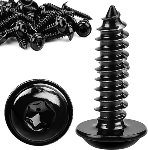 60 Stück Schrauben Schwarz M5x16MM Holzschrauben Blechschrauben Schwarz Verzinkt Linsenkopfschrauben Flachkopf Selbstschneidende mit Scheibe für Akustikpaneele 304 Edelstahl TORX Tellerkopfschrauben