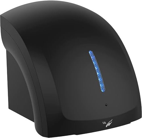 JDSHFEN Asciugamani Elettrico Automatico Commerciale da 900 W ad Alta velocità con Luce di Lavoro a LED Asciugamani Elettrico Compatto per l'industria del Bagno,Nero