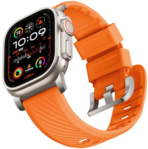 Bandletic Compatible with Apple Watch Ultra 3/2/1 Strap Gifts for Men Sport FKM Straps for iWatch Strap Series SE3/11/10/9/8/7/6/5/4/3/2/1/SE 49mm 46mm 45mm 44mm 42mm Orange