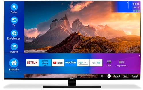 MEDION X16572 (MD 30988) 163,9 cm (65 Zoll) QLED Fernseher (Smart TV, 4K, Dolby Vision HDR, Dolby Atmos, Subwoofer, Netflix, Prime Video, PVR, Bluetooth, MEMC, Micro Dimming)