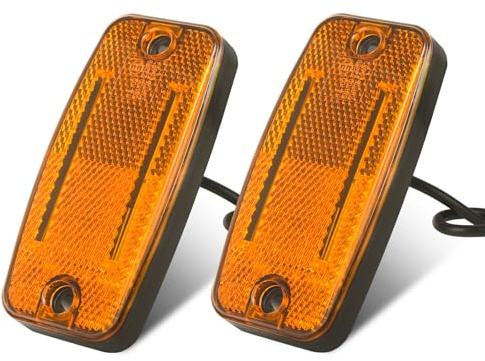 AOHEWEI 2 x Gelbe LED-Seitenmarkierungsleuchten für Anhänger, 12V/24V LKW-Frontpositions- und Seitenblinkleuchten mit Reflektor für Wohnmobile, Transporter, Boote, LKW, Wohnwagen und Caravans | LKW-Frontpositions-Seitenblinker mit ECE R91 R10 zugelassen für Wohnmobil, Van, Boot, LKW, Wohnmobil, Abschleppwagen