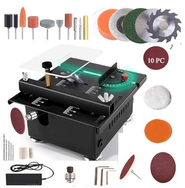 Petite scie à table - scie à table multi-outils, scie à table miniature pour l'artisanat, petite scie à table pour la coupe du bois, relevable, coupe, ponçage, gravure, perçage,Standard Edition