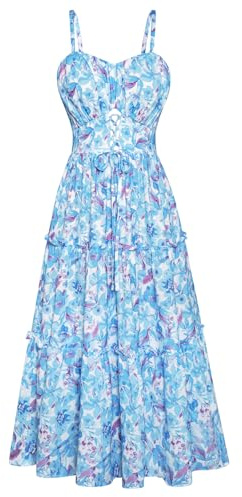 GRACE KARIN Womens Summer Floral Maxi Dresses A-Line Spaghetti Strap Beach Dresses Boho Casual