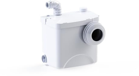 Aquasani Eco - Broyeur WC Adaptable, 1 entrée WC et 1 entrée lavabo ou bidet ou douche, Installation Facile, Moteur 470W, Relevage 4m Vertical ou 50m Horizontal, Compact, Fabrication Européenne