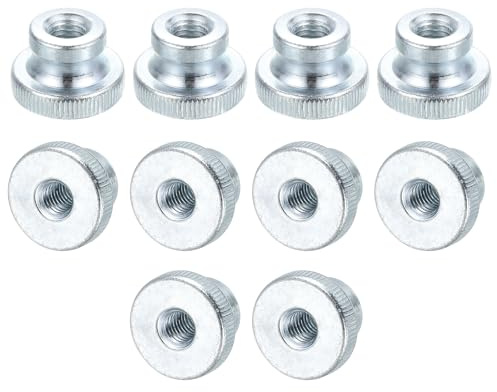 sourcing map Rändelmuttern, 15 Stück, M8 x 1,25 mm, runde Eisenknöpfe für 3D-Drucker, silberfarben