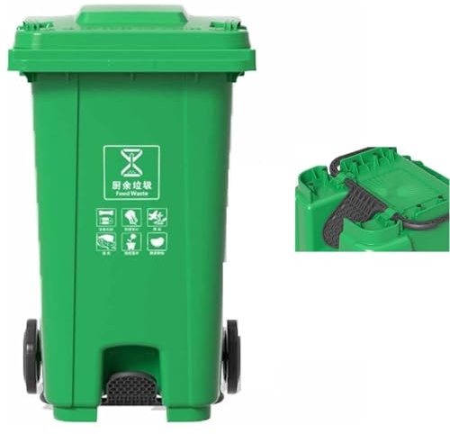 BAKULI Poubelle Cuisine Pédale D'extérieur Poubelle Commerciale Mains Libres Avec Roues Couvercle(Green,100L)