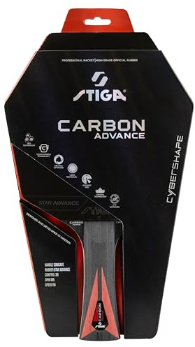 Racchetta da ping pong STIGA Carbon Advance Cybershape – Pala con 5+2 strati, 5 strati in legno e 2 in fibra di carbonio, punto dolce ampio e ottimizzato, gomma STAR Advance - per giocatori ambiziosi