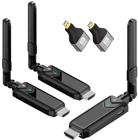 PWAYTEK Wireless HDMI Transmitter and 2 Receivers, 2.4G/5G Plug & Play Portable Wireless HDMI Extender Kit 150M/500FT for Streaming Video and Audio to Monitor from Laptop/PC/TV Box/Projector