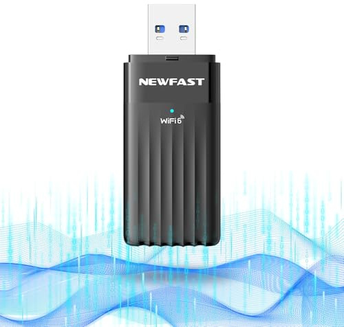 NEWFAST WiFi 6 Dongle AX3000 USB WiFi Dongle for PC/Desktop/Laptop, Dual Band (5GHz/2402Mbps/2.4GHz/574Mbps) USB 3.0 Wireless Adapter for Windows 10/11, High Gain Wifi Receiver for pc