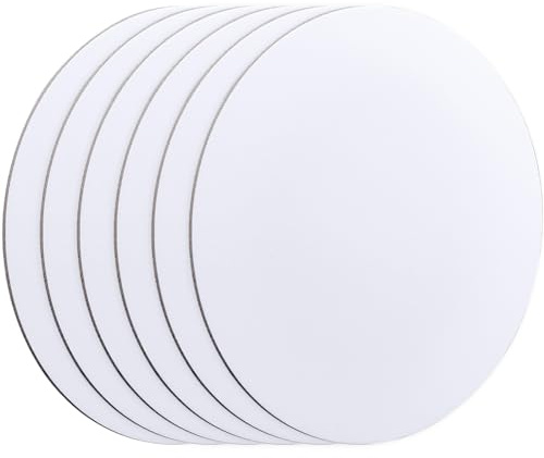 GORGECRAFT 6Pcs Round Canvas Board 20cm White Circle Shaped Blank Flat Stretched Primed Decoration Mini Tile Canvases Boards Panels for Oil Acrylic Painting DIY Arts Craft Painters