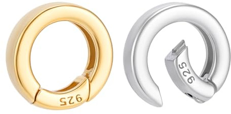 PH PandaHall 2pz Anelli a Molla in 925 Argento Sterling 12mm Chiusura a Molla per Creazione di Gioielli Fermagli Oro e Argento per Collana Bracciale Artigianato Fai Da Te