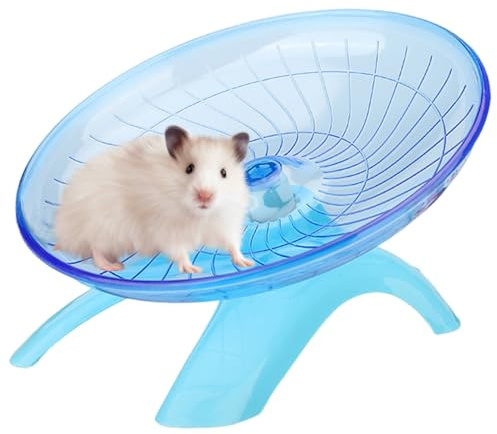 Hilai hamsterhjul 18 cm tyst hamsterhjul halkfri flygande tefat råtta spinner stabil träning löpning för dvärghamstrar, gerbil råtta, små djur, blå, trädgårdsverktyg