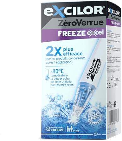 Excilor® Zéroverrue Excel – Traitement des verrues mains, bras et pieds par cryothérapie – Ultra Freeze Technology™ – Cliniquement prouvé – Dès 4 ans – 21 ml