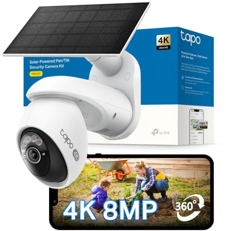 Tapo TC92 KIT 4K 8MP Solar Outdoor Security Camera Wireless CCTV Camera | Dual-Band Wi-Fi, 360° AI Tracking, Battery & Solar Powered, 18× Zoom, Color Night Vision, AI Detection, No Monthly Fee, IP65