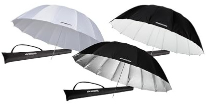 Westcott Regenschirm-Set, 2,1 m, enthält Silber, Weiß und Diffusionssorten für weiche Portraitfotografie-Beleuchtung