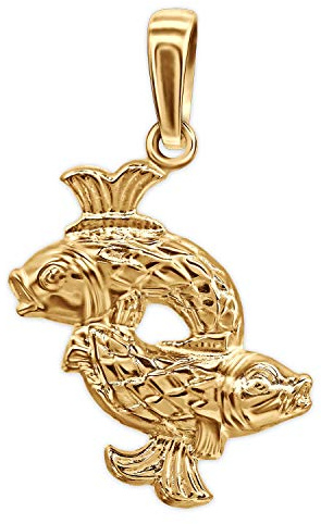CLEVER SCHMUCK Sternzeichen Kettenanhänger Fische Gold 16 x 14 mm glänzend und 3D Form Sterling Silber im Etui creme
