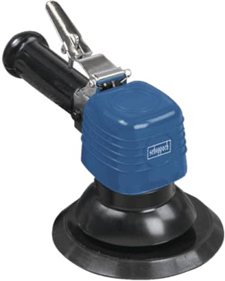 Scheppach Druckluft Exzenterschleifer | Schleifteller-Ø 140mm | Arbeitsdruck 6,3 bar | Luftbedarf 93,4 l/min | Druckluftschleifer Schleifmaschine inkl. 5x Schleifpapier (K60, 80, 100, 120, 150) |