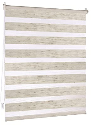 Victoria M. Doppelrollo Klemmfix ohne Bohren, 105 x 150cm (BxH) Leinen, Rollo Fensterrollo lichtdurchlässig & verdunkelnd，Duo-Rollo Klemmmontage Zebrarollo für Fenster & Türen