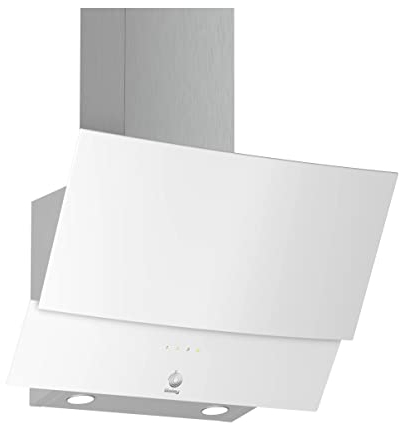 Balay 3BC565GB - Campana decorativa inclinada, Serie Cristal, control táctil, Anchura 60 cm, 593m3/h color blanco