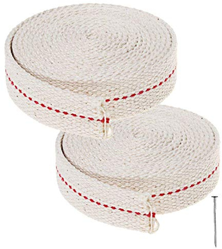 2 Rolls Cotton Oil Lamp Wick, 3/4 Inch x 6.5 Ft, Replacement Flat Wick