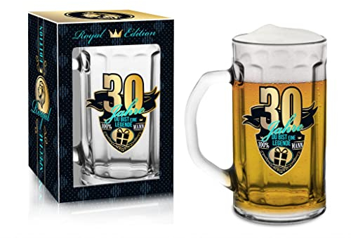Abc Casa ölsejdel 0,5 l med originell skrift för 30-årsdagen Födelsedag för män – 30 år, du är en legend – praktisk användbar present för 30-åringar i presentförpackning