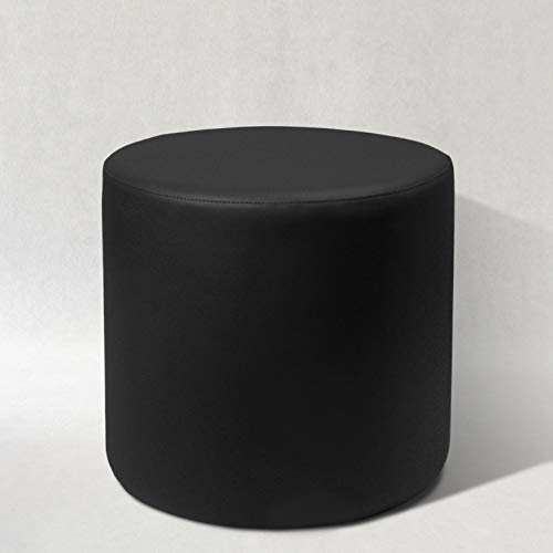 Pouf POUFF Puff PUF Tondo Arredamento Eco-Pelle POGGIAPIEDI Design Made in Italy (Nero)