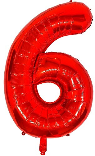 DIWULI Luftballon 6 Geburtstag XXL Rot - Zahl 6 Ballon